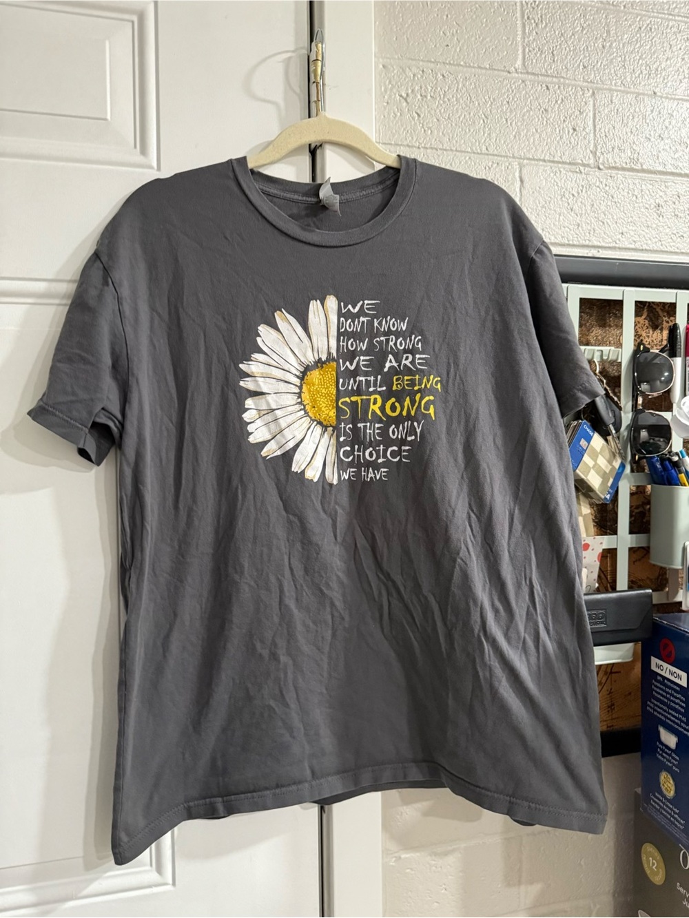 Banner Health Gray Daisy Graphic Tee with Yellow Accent